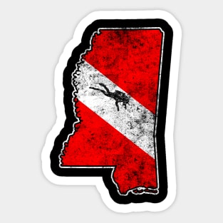 Mississippi Dive Flag Scuba Diving State Map Dive Flag Distressed Sticker